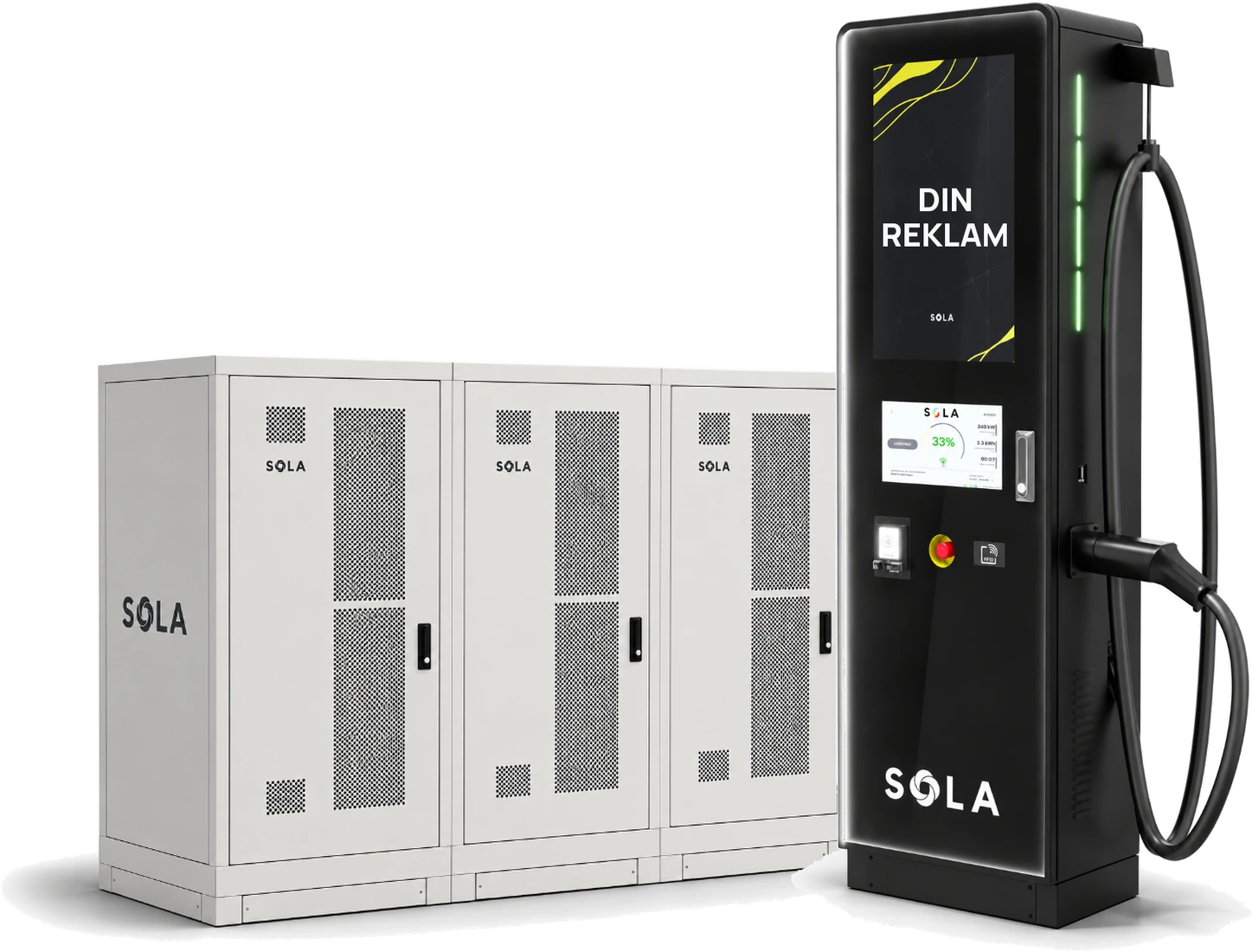 SOLA POWERHUB 1 MW — effektmodul POWERMODUL-E och laddterminal SATELIT-E MCS